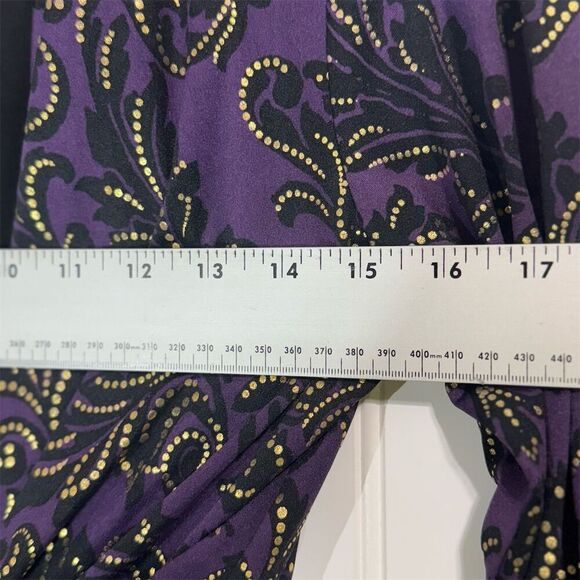 Whimsigoth Faux Two-Piece Dress 10 Purple Glitter Damask Witchy Goth R&K Party - Picture 4 of 9